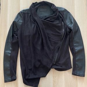 BlankNYC Draped Faux Leather Black Moto Vegan Jacket Size M